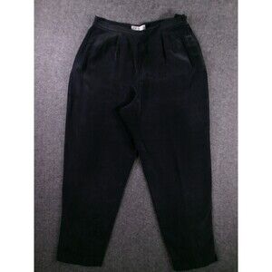 Chaus Pants Womens 14 Black Silk Lightweight Straight Leg Capsule Causal Vintage